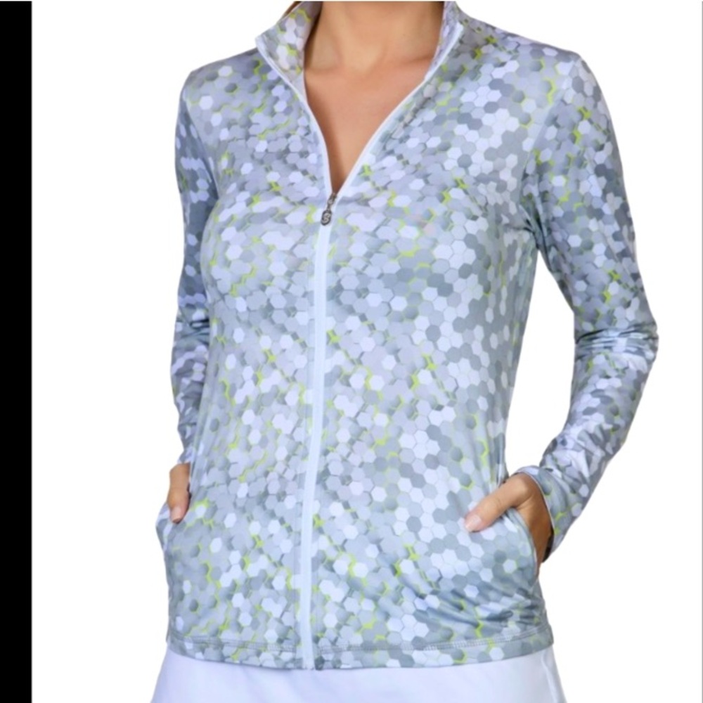 Women's Gray Patterned Zip-Up jacket size XL
